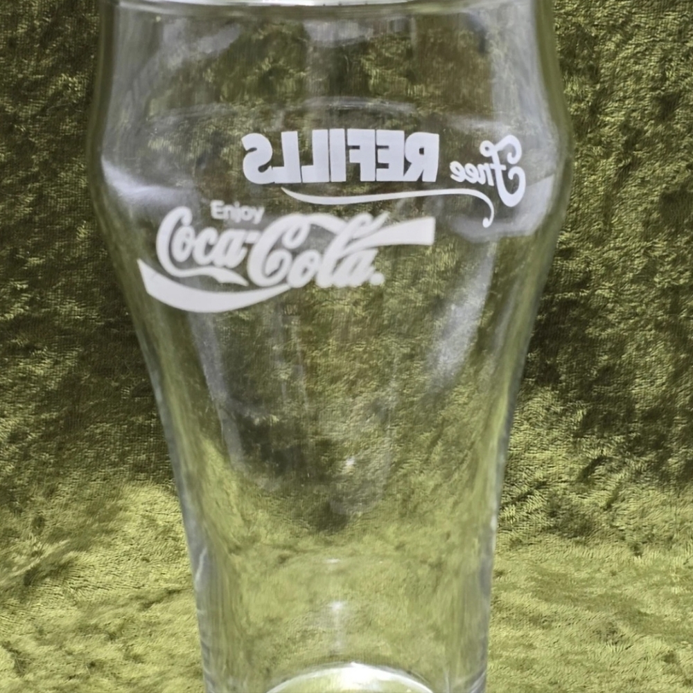VTG ~  LIBBY Coca Cola Glass  “Free Refills” 6.5"  RARE HARD TO FIND